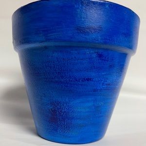 Hand painted decorative clay pot- 4”.